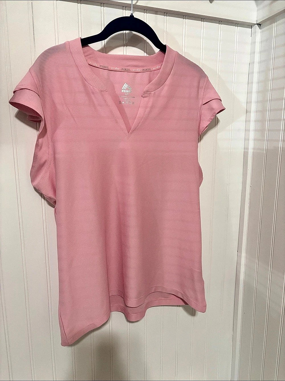 RBX Pro Shop Flutter Sleeve Textured Active Top Pink